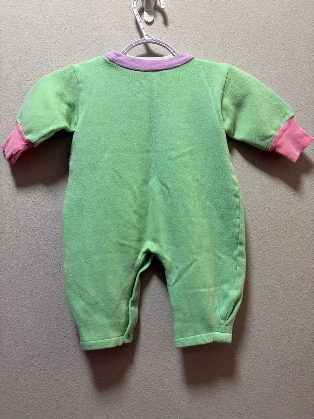 Vintage 90s Original Baby Sweats Colorblock Fleece Romper - Kidcore Pastel